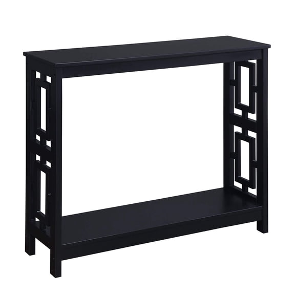 Pemberly Row Contemporary Console Table in Black Wood Finish