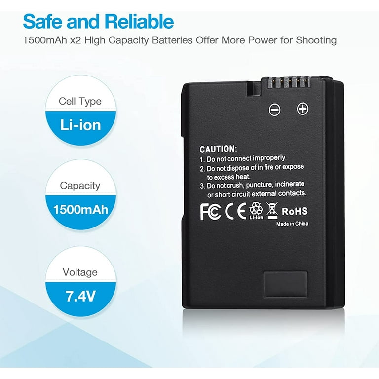 Powerextra Pro 2-Pack EN-EL14/EN-EL14a Batteries With Dual LCD Charger For Nikon DSLR Cameras