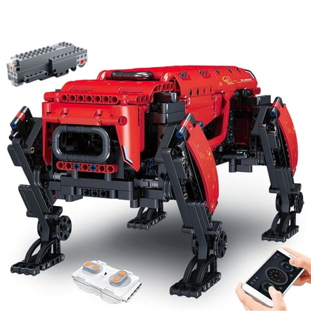 HI-Reeke Moc Remote APP Controlled Robot Building Block Set Stem Electric Robot Dog Building Kit Red