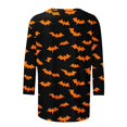 thumbnail image 4 of SETOFF Plus Size Tops, 3/4 Sleeve Womens Halloween Shirts, Ghost Pumpkin Bat Print Crew Neck Casual Halloween Tops, Fall Fashion Holiday Party Daily Wear Halloween Outfits S-5XL, 4 of 5