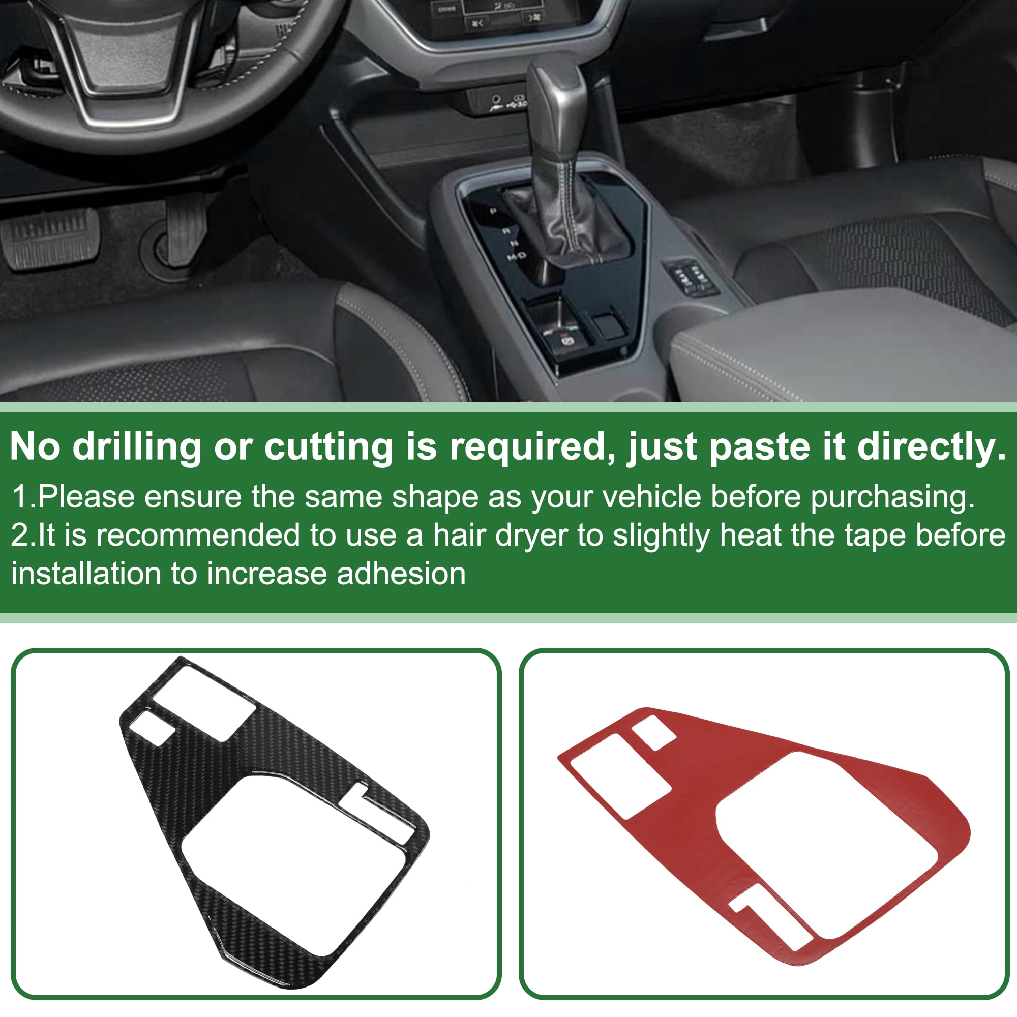Unique Bargains Carbon Fiber Gear Shift Knob Button Cover for Subaru Crosstrek 2024 Console Gear Panel Decal Trim Sticker Interior Accessories Carbon Fiber Black