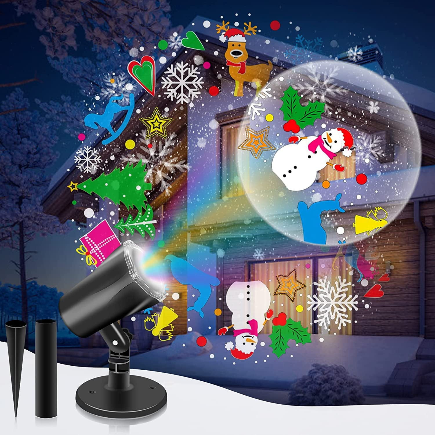 Morttic Christmas Projector Lights Outdoor, 3D Christmas Light