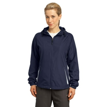 Sport-Tek Ladies Colorblock Hooded Raglan Jacket. Lst76 , LST76 , True Navy/White , X-Large