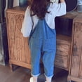 thumbnail image 5 of Ruyang Denim Overalls for Toddlers Rolled Hem Adjustable Strap Loose Rompers Kids Boys Girls Trendy Casual Pantalones, 5 of 8