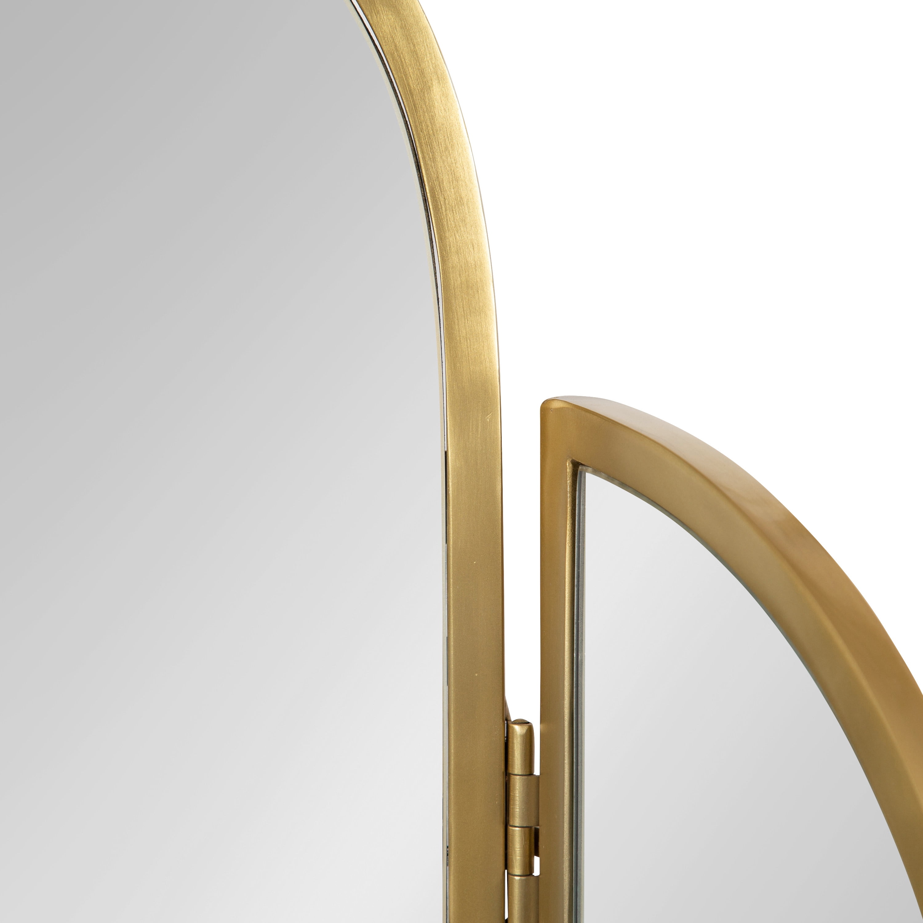 Kate and Laurel Amoli Tri-Fold Arched Mirror, 28 x 28, Gold, Three-Piece Joined Arch Folding Mirror for Tabletop Makeup Mirror Station or Bathroom Vanity Setup