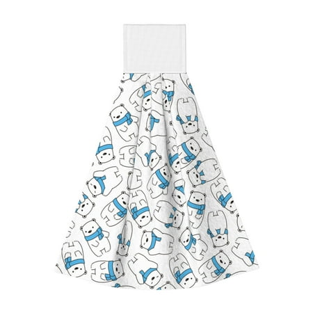 

Gaeub Scarf Bear Print Hand Towels with Hook Hanging Tie Towels Coral Velvet Dishtowels for Bathroom Restroom Home Decor