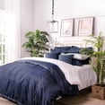 thumbnail image 2 of 100% Cotton Washed Pillow Case Soft Denim Standard Pillow Sham 20'' x 26'' (1 pc, Dark Blue), 2 of 8