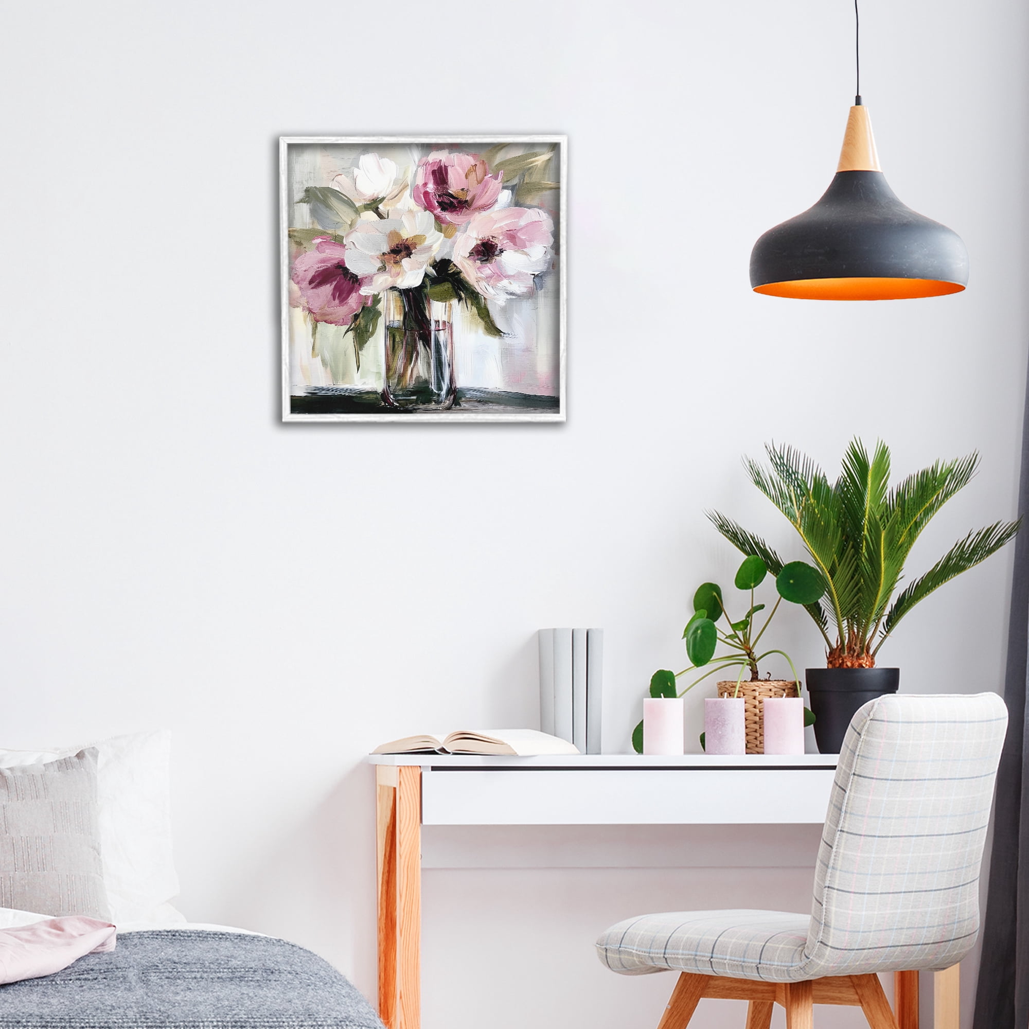 Stupell Industries Resonance Flower Vase White Framed Giclee Art, design by Annabelle Hall