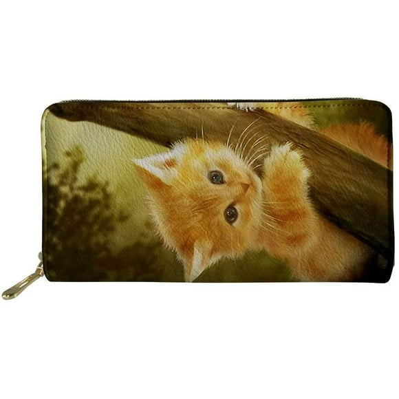 Women PU Leather PUrses Travel Wallet Cute Cat Printed Shopping Pouch
