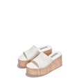 thumbnail image 2 of Cape Robbin Banka White Slip On Round Open Toe Chunky Wedge Heel Fashion Sandals (White, 8), 2 of 3
