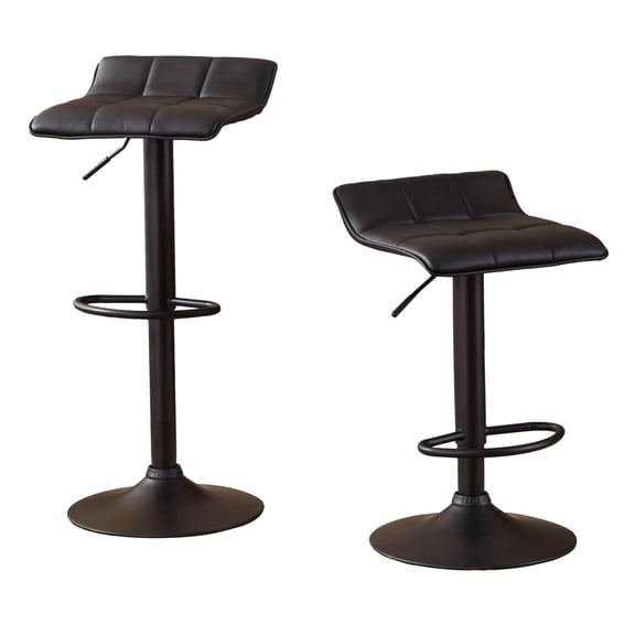 Roundhill Furniture Belham Swivel black Bonded Leather Adjustable Bar Stool, Set of 2