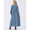 thumbnail image 5 of DARING DIVA Cocktail Lantern A-Line Chiffon Dress L Grey Blue, 5 of 7