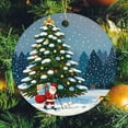 thumbnail image 7 of HongHeng 1Pc Acrylic Round Christmas Ornament, Santa on the Move Print Round Acrylic Ornament Festive Tree Decoration with Hanging String, Lightweight, 7 of 7