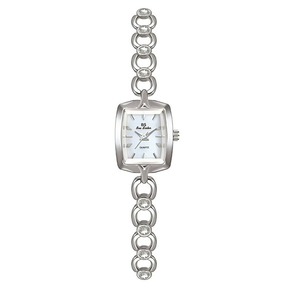 DESIGNICE Women Wrist Quartz Watch Round Small Dial Number Easy Read Rhinestone Sparkle Chain Buckle Classic Vintage Stainless Steel Strap Silver