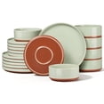 thumbnail image 5 of Vesteel 18 Pieces Dinnerware Set, Ceramic Plates and Bowls Set for 6, Handcrafted Speckled Stoneware Dishes Set for Home, Microwave & Dishwasher Safe - Light Green, 5 of 11