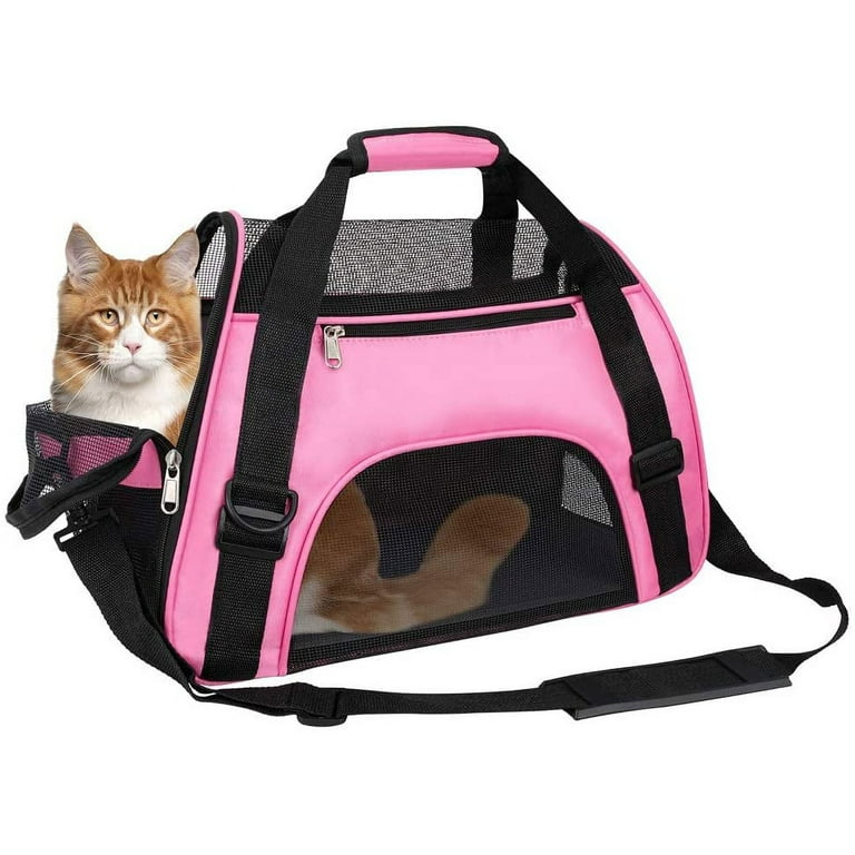 CshidWorld Cat Carrier, Pet Carrier for Large Cats, Soft-Sided Cat Carrier  with a Bowl/Front Storage Bag for Small Medium Cats Dogs up to 20lbs