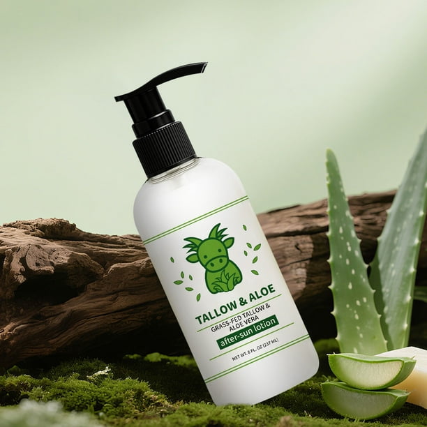 Cremas y humectantes Loción para después del sol para aliviar las quemaduras solares y prolongar el bronceado - Aloe Grass Fed Tallow con karité y cacao Humectante corporal diario para piel seca despu