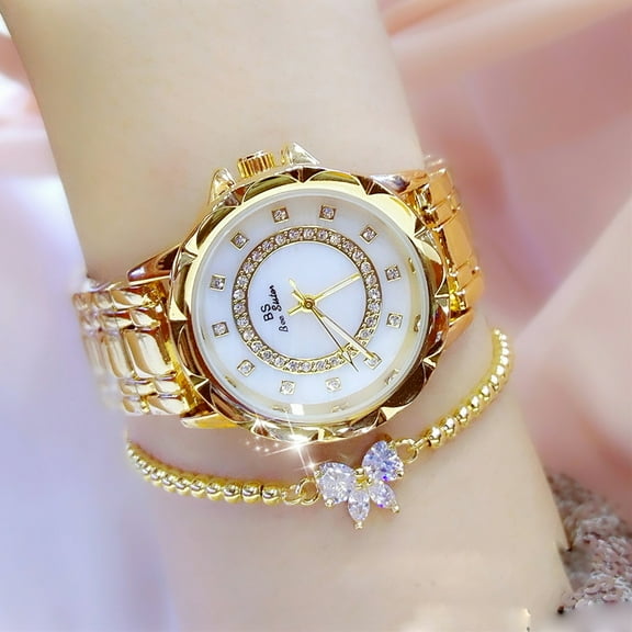BS New Watch Chain Watch Flower Fritillary Women's Watch Full of Diamonds Quartz Watch Popular Fashion