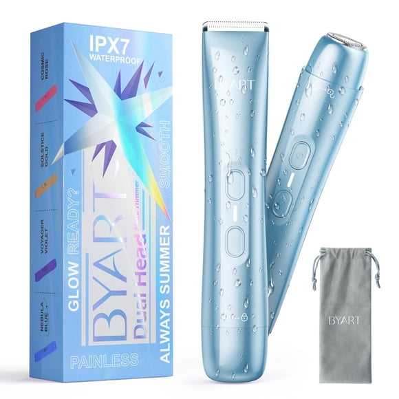 BYART Recortadora de bikini de doble cabezal recargable e impermeable