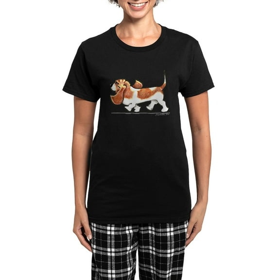 CafePress - Basset Hound Places Women's Dark Pajamas - Women's Short Sleeve Print T-Shirt and Pants Dark Cotton Pajama Set