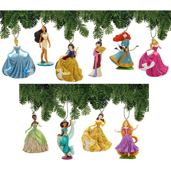Princess Ornament Set Deluxe 10 Piece Christmas Tree Holiday Ornaments Pvc Figures