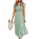 thumbnail image 2 of VISgogo Vestido de verano de color sólido para mujer, cuello redondo, manga corta con mosca, falda plisada en el pecho, falda para pastel VISgogo  moda, 2 of 5