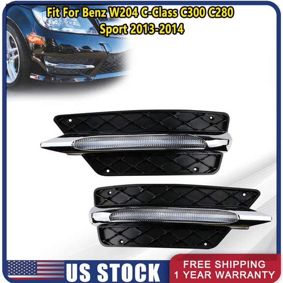 Woudy Daytime Running Light Fog Lamp DRL LED Pair Fit for Benz W204 C-Class 2013-2014#