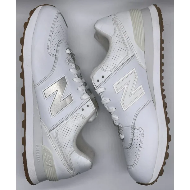 New Balance Mens 574 Leather White Gum Metal ML574LEC Size 11 D NWOB Lifestyle