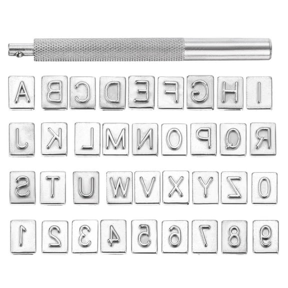 Uxcell 6mm Metal Number and Alphabet Stamp Leather Craft Stamping Punching Tool 37Pcs