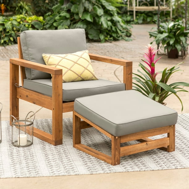 Walker Edison Open Side Patio Chair And, Outdoor Mesh Chairs With Ottoman
