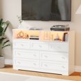thumbnail image 6 of 7-Drawer Dresser with LED Lights & Charging Station,Wooden Storage Organizer with Open Shelves,Chest of Drawers for Entryway Bedroom, 6 of 8