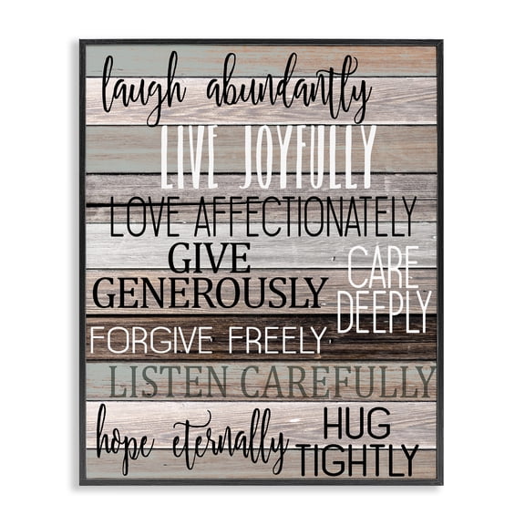 Stupell Industries Farmhouse Rustic Live Joyfully List Black Framed Giclee Art, 11 x 14, by Kim Allen