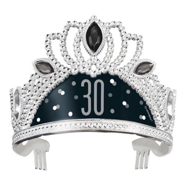 Unique's Birthday Black Glitz Plastic Tiara with Number Stickers