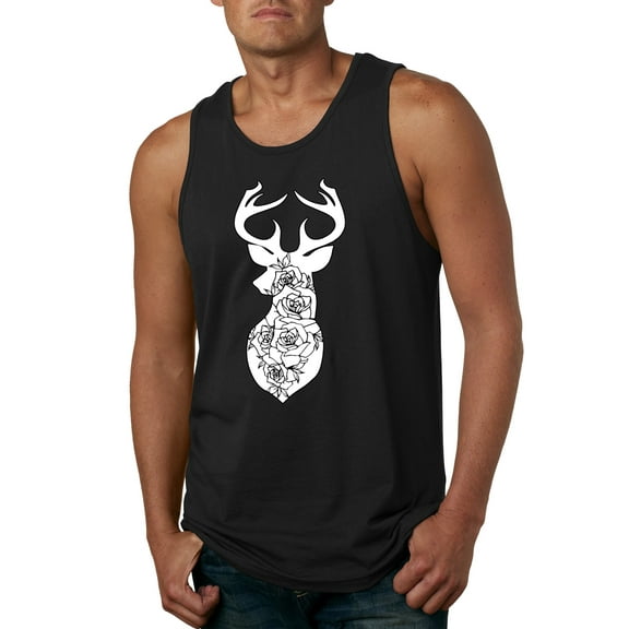 Deer Rose Animal Lover Mens Graphic Tank Top, Black, Small