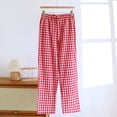 thumbnail image 2 of BRGZLK Womens Pants Striped Wide Leg Drawstring Checkered Elastic High Waisted Lounge Pajama Pants Cute Casual Trousers with Pockets, 2 of 4