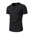 thumbnail image 1 of Camisas Cuello De Hombre Moda de primavera y verano para hombre, camisa informal de manga corta con cuello levantado, camisetas transpirables para hombre (Black, L), 1 of 5