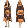 thumbnail image 3 of Fast Food Burgers Wearable Hooded Blanket Fleece Throw Blanket Cloak Wrap for Adults Winter, 3 of 6