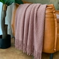 thumbnail image 5 of LOMAO Knitted Throw Blanket with Tassels Bubble Textured Lightweight Throws for Bed,Chair,Sofa,Living Room,Home Decor (Pink,50*60 in), 5 of 7