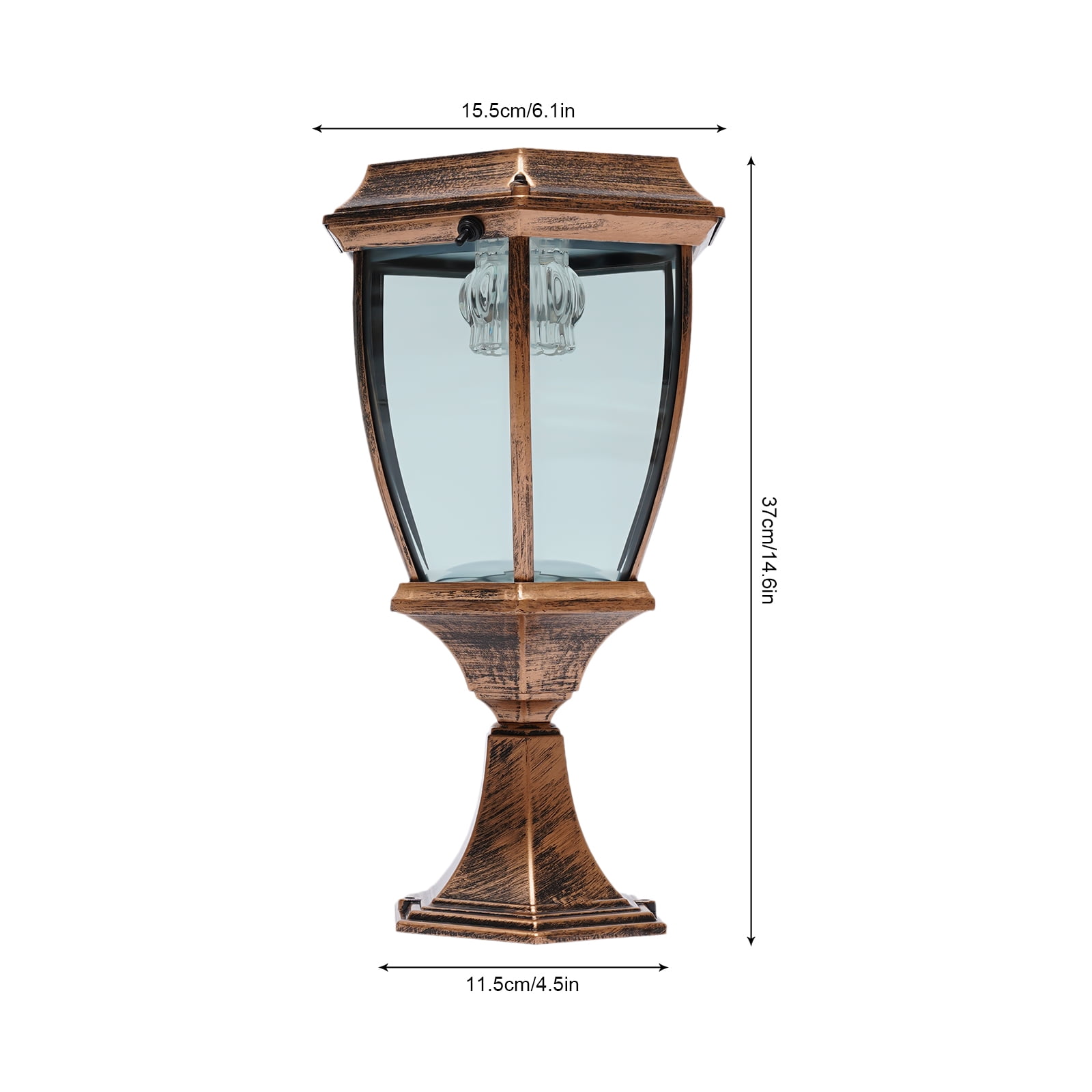 2 Pack Large Solar Pillar Lights – Bronze Aluminum Outdoor LED Lanterns For Fence, Deck, Patio | Waterproof