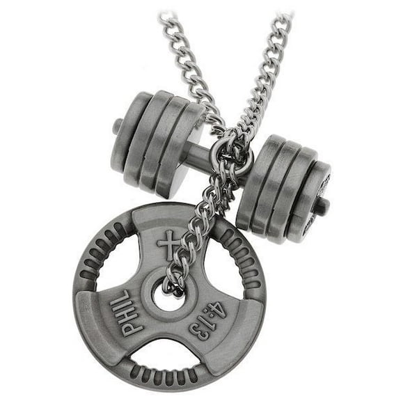 Men's Antique Finish Combo Necklace-Phil 4:13 Stack Plate/Phil 4:13 Grip Plate by Shields of Strength