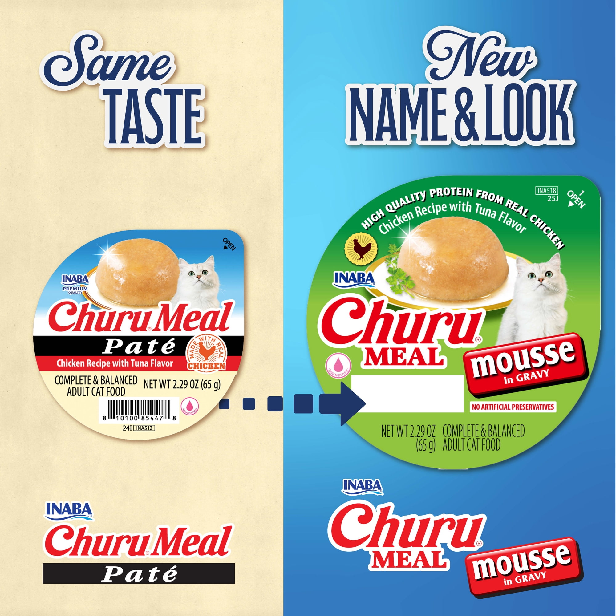 INABA Churu Meal Mousse Adult Wet Cat Food, 2.29 oz cup, 1-count, Chicken Recipe with Tuna Flavor