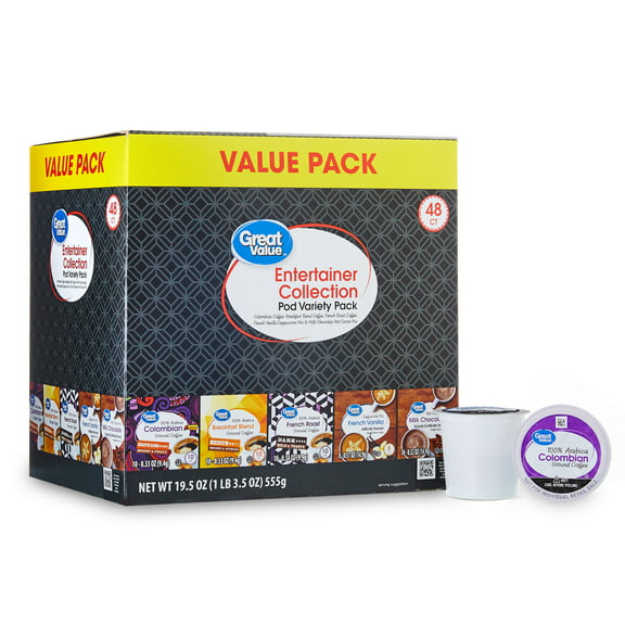 Great Value Entertainer Collection Coffee Pods Variety Pack, 48 Ct