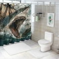 thumbnail image 7 of Chilfamy Big Mouth Shark Shower Curtains No Liner Mediterranean Style Marine Life, Bath Fantastic Decorations Waterproof Polyester Fabric Bathroom Shower Curtain with Hooks 60x72, 7 of 7