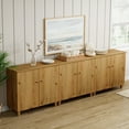 thumbnail image 3 of WAMPAT Sideboards Buffet Cabinet, 106" Wide Wooden Credenza Storage Cabinet with 6 Doors, Modern Kitchen Accent Cabinet with 9 Compartments for Living Room, Hallway, Oak Brown, 3 of 7