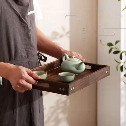 Vandroop Wood Serving Tray, Small Trays for Decor＆Storage, Rectangle Wooden  Platers for Serving Food, Tea and Coffee, Decorative Vanity Tray for