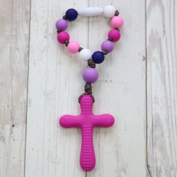 Chews Life Soft Teething Chew Decade Rosary for Baby, Catholic Baptism