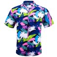 thumbnail image 2 of Men's Hawaiian Shirt Short Sleeve Casual Tropical Button Up Floral Dress Shirts Beach Breeze Party, 2 of 5