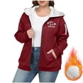 thumbnail image 2 of Women's Slogan Sherpa Lined Hooded Jacket Yes I'm Still Cold Winter Heavyweight Coat Zip Up Fuzzy Fleece Outerwear with Pockets Warm Thermal Insulation, 2 of 5