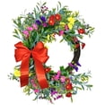 thumbnail image 2 of Corona de anillo de flores de simulación de cesta de flores de primavera | Decoración de cesta de puerta de vegetación artificial | Material plástico | Sin desvanecimiento | Decoración de bodas de, 2 of 5
