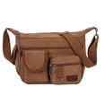 thumbnail image 1 of Wosthever Bolso bandolera de tela de gran capacidad que se adapta a un estilo de vida activo Bolso de hombro de lona Bolsos de hombro Bolso Mochilas de mochilero café talla grande, 1 of 6